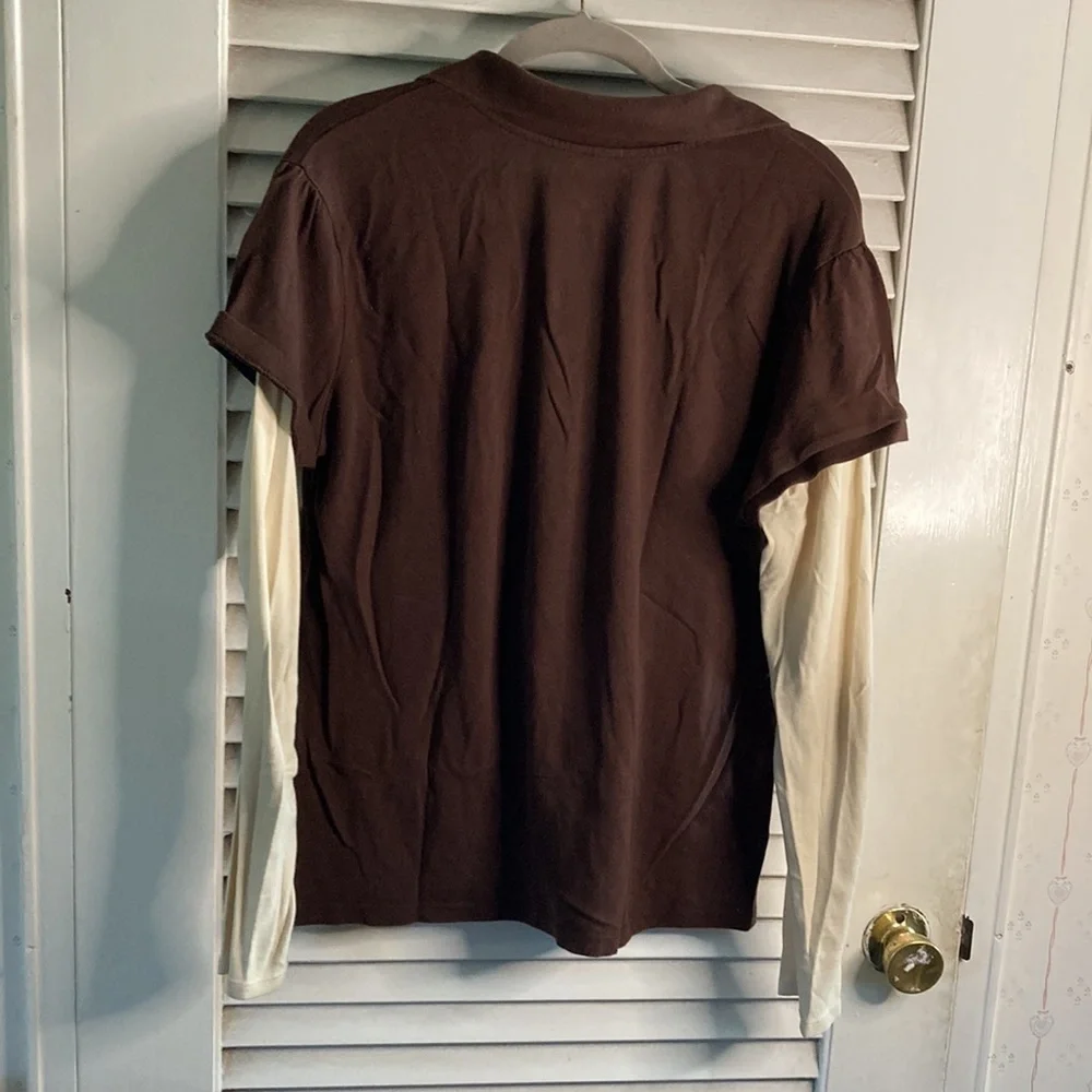 Sonoma - L brown and tan faux two shirts - Picture 5 of 8